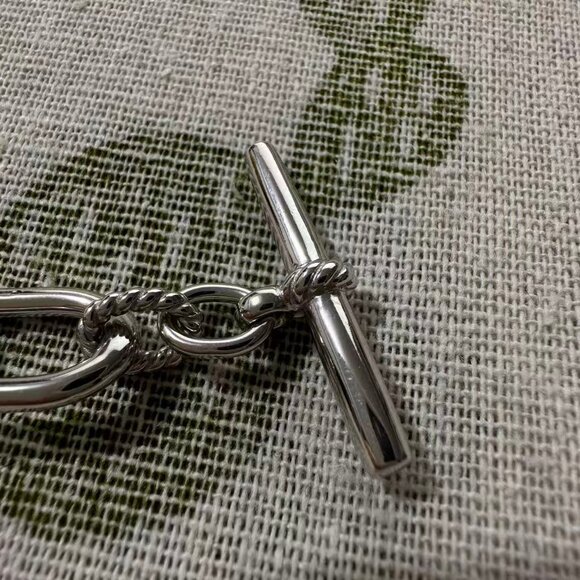 David Yurman Silver Double Chain Ot Clasp Bracelet - Picture 3 of 4